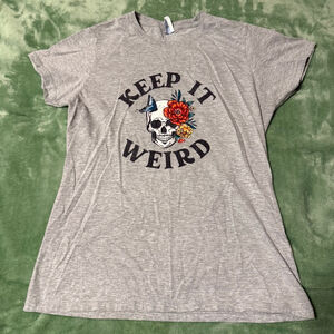 Keep It Weird Graphic Medium Tee | Skull Floral Butterfly | Grey